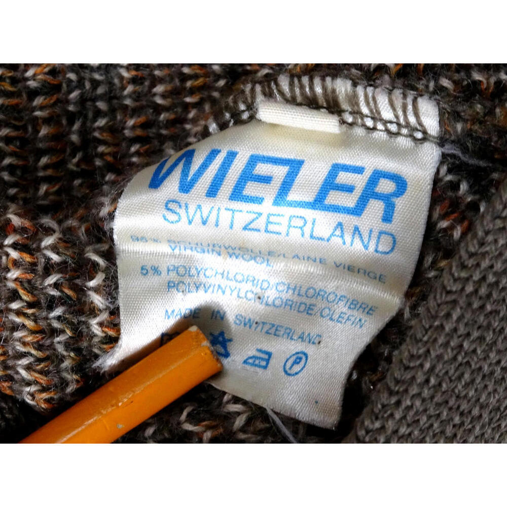 Vintage 60s Wieler Wool Knit Cardigan Sweater Women Medium Jacquard Switzerland - Picture 3 of 3